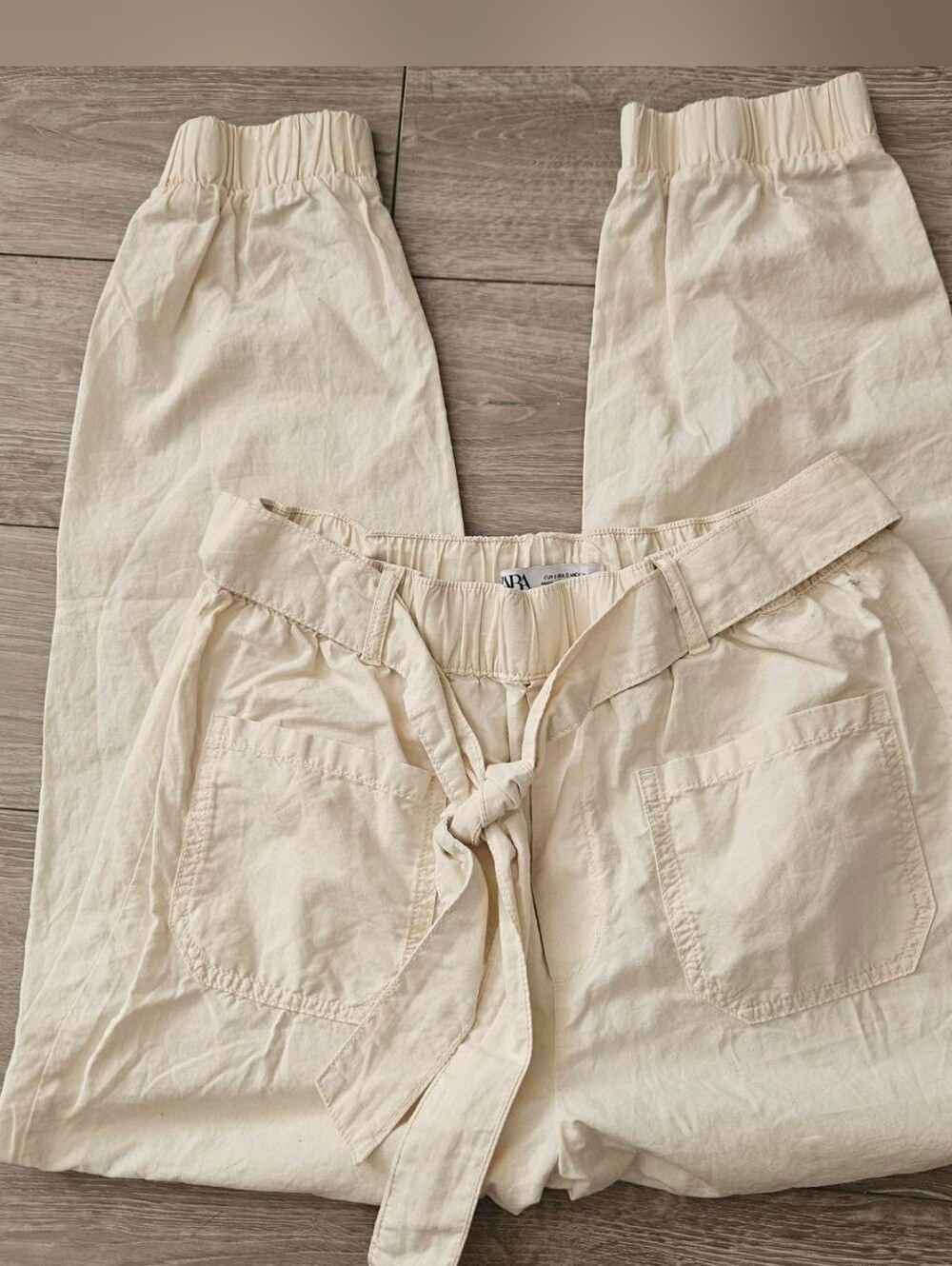 Zara Baggy Fit Cargo Joggers with Tie Belt